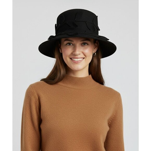Betmar Leaves Wool Bowler Hat Black Women One‎ Size main image 5